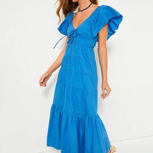 Moon River Blue V-Neck Maxi Dress